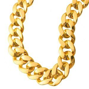 위시파야딘 청키 힙합 래퍼 코스튬 주얼리용 가짜 골드 체인, 80년대 남성용 플라스틱 목걸이 액세서리 90년대 남성 할로윈 드레스 업 파티 소품