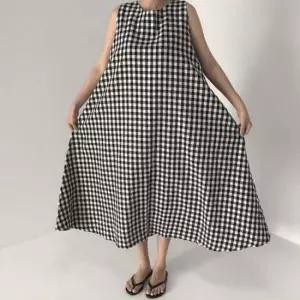 스커트 날씬해보이는 바캉스 패션 끈나시 린넨