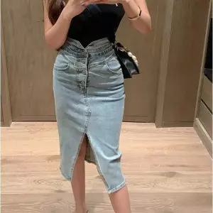 [하프클럽/]G126027 (스판)앞트임 데님스커트 청치마