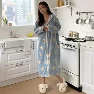 [미나그램] 캠핑 파자마 수면잠옷 후드집업원피스