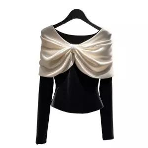 벨벳블라우스 셔링리본가을겨울블라우스 여성용 셔링 블라우스 가을겨울