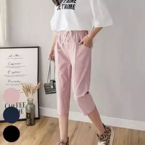 팬츠 7부 306J108S 린넨 빅사이즈미시옷 여성큰옷 절