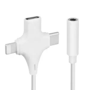 C타입 라이트닝 8핀 이어폰 충전 동시사용 듀얼 젠더 3.5mm AUX 이어폰확장젠더