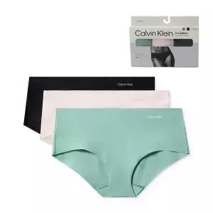 [Calvin Klein ]CK 캘빈클라인 여성 속옷 심리스 삼각팬티 3팩세트 그린 님프 블랙