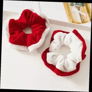 헤어 곱창끈 벨벳 크리스마스 산타 모자 디자인 빨강 흰색 연말 파티 머리 장식 액세서리