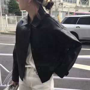 스웨이드 자켓 재킷 가죽 점퍼 겨울 세무 레트로 복고풍 엔틱 스타일 모터사이클 숏 여성 여자 루즈핏 코트