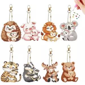 엄마랑 아기동물들 열쇠고리 보석십자수 8개 한세트(양면) 샤이닝비즈 