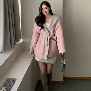 [미나그램] 르베나 양면 벨트 후드울코트