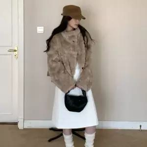 BANHANY 제드？？ 하이넥 테디 페이크 퍼 코트