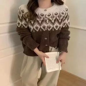 [모어오브]하츠 니트 가디건 라운드넥  긴팔 아우터