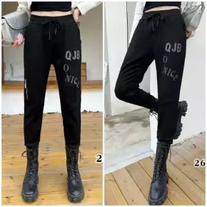 봉숙이 오나이스 2025 겨울 기모 신상 따뜻한 여성 스판 허리 밴딩 여자 배기 면 고무줄 팬츠 블랙 검정 색 베기 9부 긴 바지