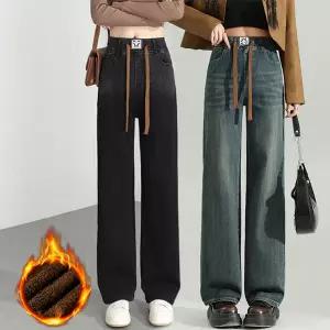WORIJEAN / RY-R9705/ 융털기모청바지 밴딩 와이드팬츠 스판데님 본딩 겨울 빅사이즈여자여성
