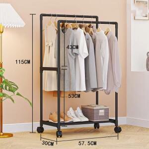 이동식 옷장 수납 랙 바닥 행거 스탠드 바퀴 달린 옷장 활동형 행거 옷장 코트 선반 신발장