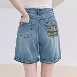 에스닉 포켓 밑단 롤업 자수 숏팬츠