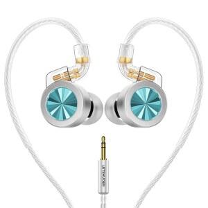 LETSHUOER D02 HI FI TYPE 인이어 아쿠아 도금 이어버드 IEM 드라이버가 회로 유선 마그네틱 있는 챔버 5MM 구리 이어폰 듀얼 탈착식 11MM 실버 마이크가 케이블 모니터 다이내믹