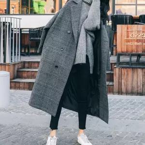 [귈림][귈림] 포멀 퀼팅 안감 체크 모직 롱코트 G4WCT012P