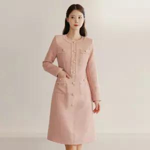 [시크라인] (~XXL까지) 라엔티 프린지 트위드 A라인 원피스 겨울 하객룩 오피스룩 모임룩 격식룩 연말룩 빅사이즈