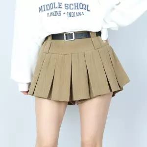 [파라노말샵](속바지) 4색 골덴 플리츠 주름 벨트 미니 스커트 (파