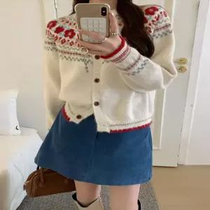 [모어오브]고백 니트 가디건 라운드넥 긴팔 아우터