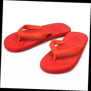 여성 비치 플립플랍 빨간색 고무 쪼리 미끄럼방지 바닥패턴 해변 수영장 여름 슬리퍼