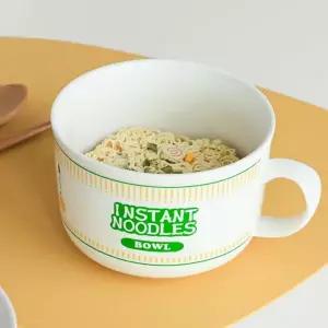 뚜껑 그릇 뚜껑있는 손잡이 도자기 컵라면 용기 라면 레인지 시리얼 레트로 요거트 즉석 주방 예쁜 캠핑