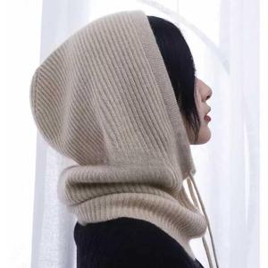 여성 캐시미어 바라클라바 목도리 후드 캐시미어100