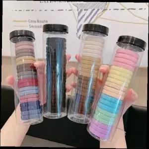 머리끈 보관케이스 투명 원통형 다색상 헤어밴드 정리함 휴대용 수납통