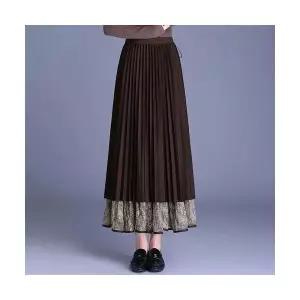 여성 데일룩 스커트 하이웨이스트 캐슈넛 꽃 망사 가을겨울 프렌치 A라인 롱 하이웨스트 DAOL4