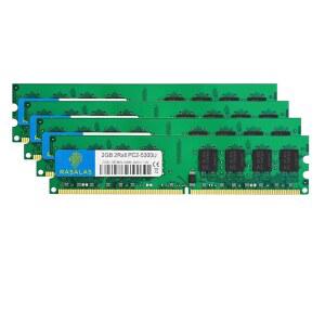 [미국배송] 라살라스 PC2-5300 8GB 키트(4X2GB) DDR2 667MHZ DIMM DDR2-667 UDIM 2GB PC-5300U 1.8V CL5 240핀 데스크탑 컴퓨터 RAM 메모리 모듈