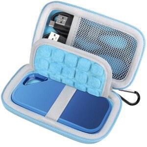 [미국배송] 샌디스크 크리에이터 프로 휴대용 SSD용 LACDO 하드 케이스 1TB 2TB 4TB USB-C 외장 솔리드 스테이트 드라이브 EVA 충격 방지 방수 보호 보관 여행 가방 파란색