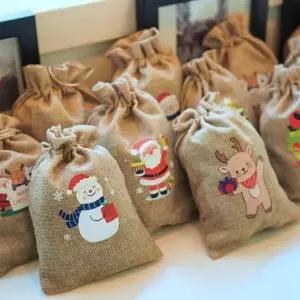 (사이즈 소형)빈티지 크리스마스 파우치 6종 구디백 선물 포장 주머니 어린이집구디백 크리스마스 소품 단