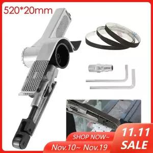 샌딩기 원형 사포 공압 에어 벨트 샌딩 머신 공기 압축기 연마 연삭기용 포함 520x20mm