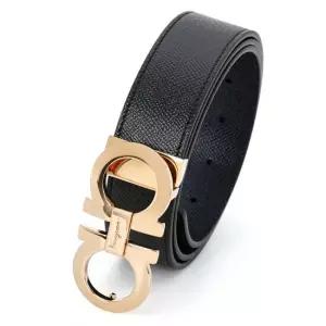 [명품] 페레가모 간치니 조절 벨트 35 네로 마린 675542 714423