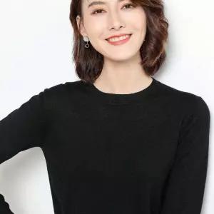 여자 상의 베이직 코디 티셔츠 라운드 블랙 긴팔 루즈핏 롱슬리브 기본 면티 무지