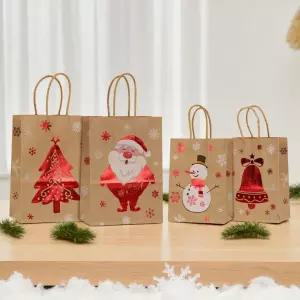 크리스마스 산타 눈꽃 크라프트 종이 가방 선물 눈꽃가방 포장 쇼핑백 봉투 겨울 기프트백 산타 크라프트