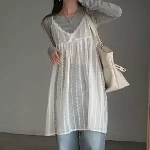 [하프클럽/]코디레이어드 뷔스티에 탱크탑 비침소재 롱드레스 비침시즌 청