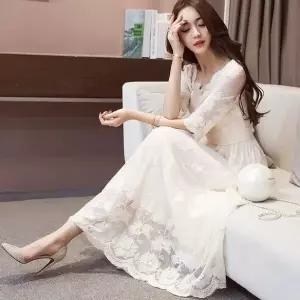 [하프클럽/]데일리룩 여자 베스트 포멀룩 프릴레이스 롱핏미니드레스