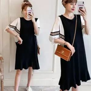 [하프클럽/]레이디스 가오리핏 페이크소재 코디레이어드 라운드넥 러블리