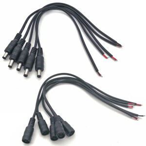 5Pcs 블랙 5.5x2.1mm DC 플러그 잭 커넥터 케이블 피그 테일 12V 남성 여성 5.5*2.1 DC 어댑터 5050 3528 LED 스트립