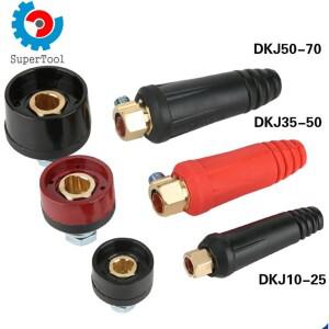 용접기 퀵 커넥터 DKJ25-35-50-70 사각형 올-구리 유럽식 플러그 헤드 케이블