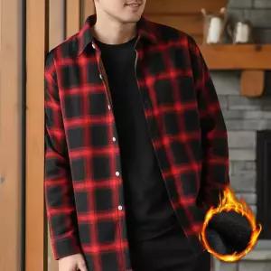 남성 2컬러 클래식 기모 빅사이즈 셔츠겨울남방 체크 셔켓 플란넬 두꺼운