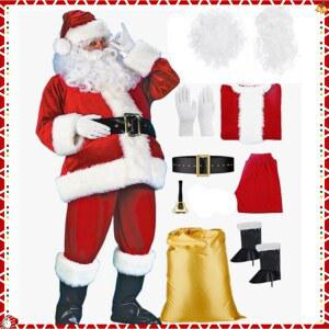 크리스마스 벨벳 클래식 의상 - 남녀공용 성인 산타 복장 | 신기한 특별 공연