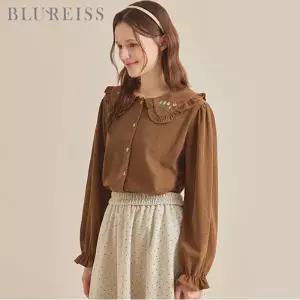 [블루레이스] 자수 플랫 카라 코듀로이 블라우스_B5W1BL5091