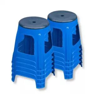 국산 플라스틱의자 야외 원형 간이의자 블루 10개