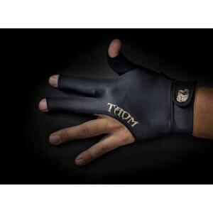 Y2Play 미다스 풀/빌리어드 글러브, 오른손 블랙 프로페셔널 스티치 글러브 - 소형