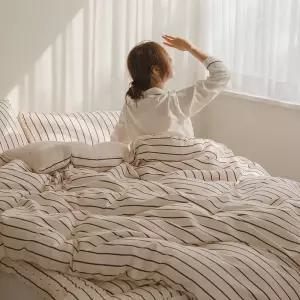 [드리울] 스트라이프 리버서블 극세사 겨울 차렵이불세트 SS/Q