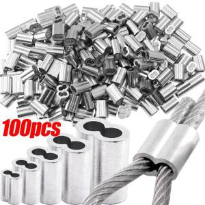 10/100pcs 더블 홀 케이블 압착 슬리브 M1.5-M4 8 모양 알루미늄 스토퍼 로프 하드웨어 와이어 페럴 액세서