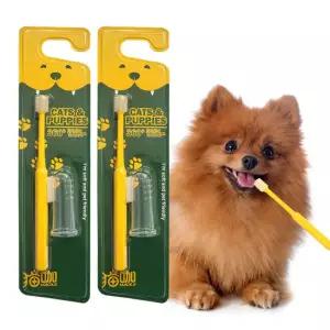 생활만렙 [체험특가] 펫치카 애견 투스텝 칫솔 키트 1 +1 실리콘 강아지 고양이 치석 관리