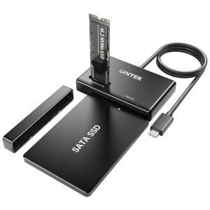 Unitek M.2 NVMe SSD 인클로저 어댑터 - 10Gbps 하드 드라이브 리더 툴 프리 Pcie 외장 USB 3.2 M2 SATA 케이스 컨버터, M 키 지원 모든 사이즈 2.5인치/3.5인치 솔리드 스테이트