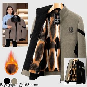 밍크 털 안감 배색 남성 모직 코트 겨울 자켓 루즈핏 숏 모직코트 보온